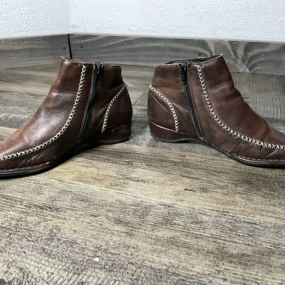 Pikolinos Womens Shoes 40/US 10/Brown Leather Square Toe Western Booties